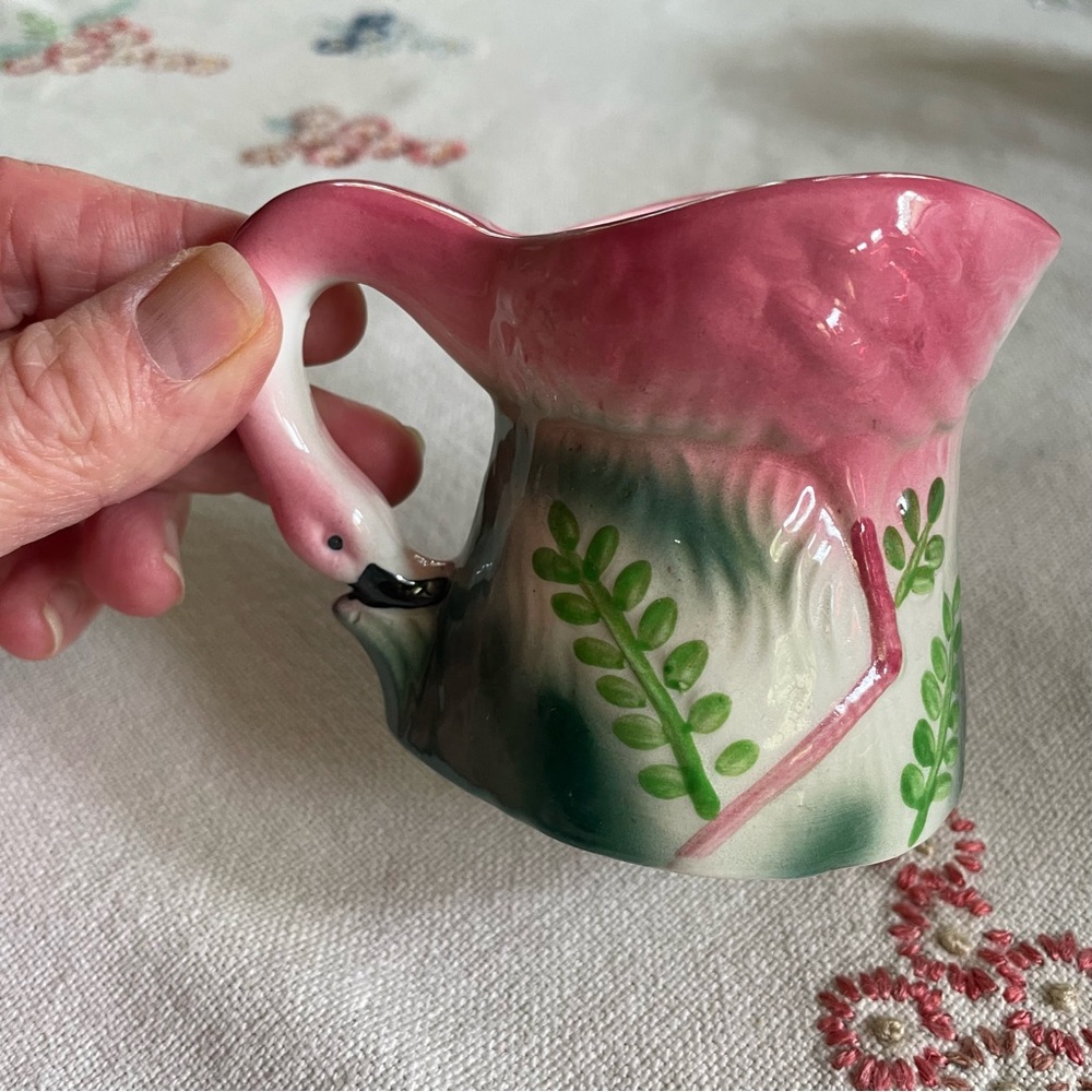 Vintage Sarsaparilla Deco Design 1982 Pink Flamingo Creamer. 3"Tall x 4" Wide - Picture 11 of 14